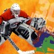 a composite image done in photoshop of a goalie.