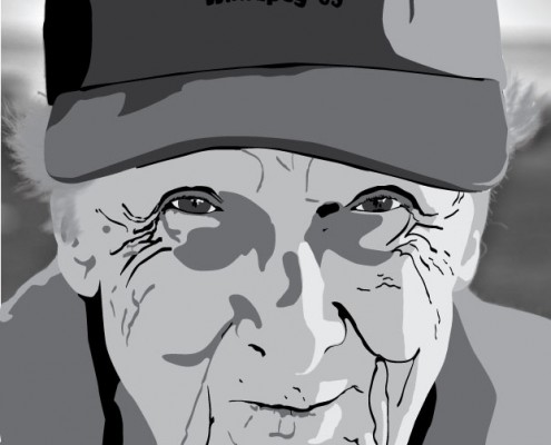 a portrait of an old man done in illustrator.