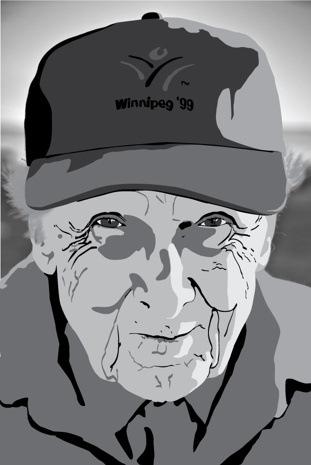 a portrait of an old man done in illustrator.