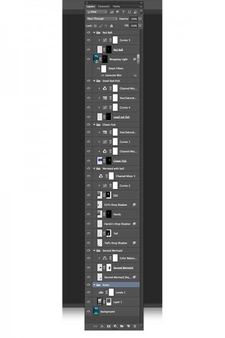 a screen shot of all the layers used in photoshop for the composite done at BCIT.