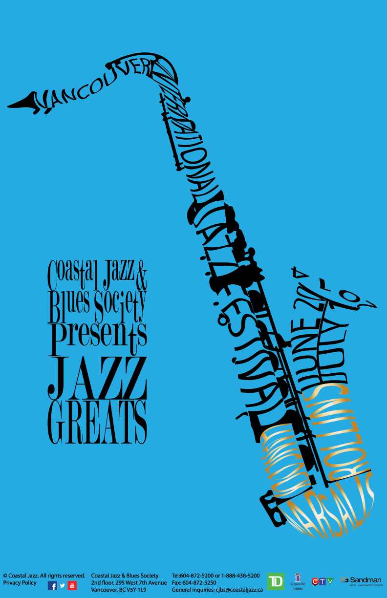 a poster of a saxophone for a jazz festival done in illustrator.