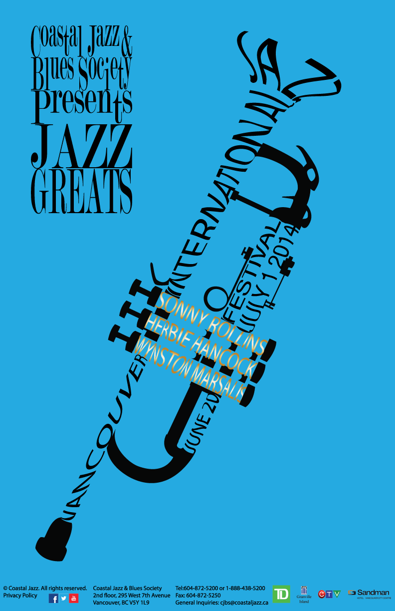 a poster of a trumpet for a jazz festival done in illustrator.