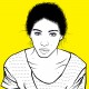A screen image of a line art project done in illustrator of the girl.