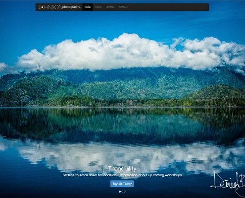 A screenshot of a Photography Site project done for school.