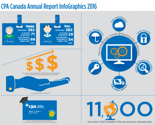 an image of the infographics for the CPA Canada 2016 Annual Report
