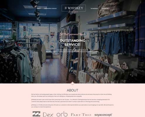 a screenshot of the home page of jjwhiskey clothing company.